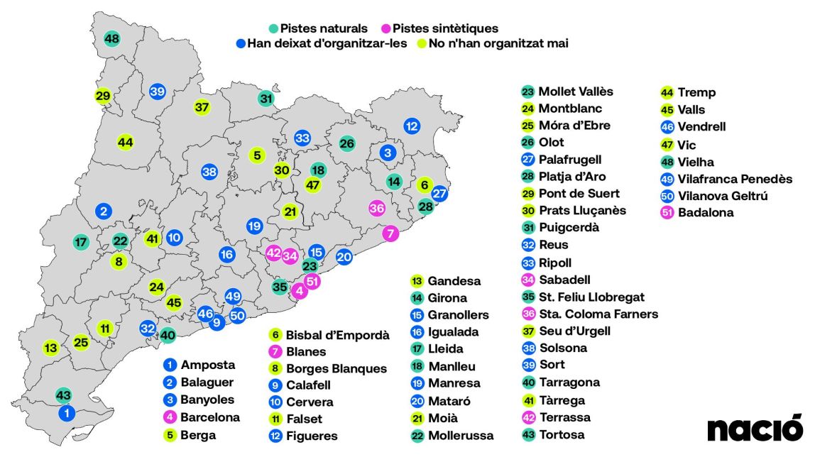 Mapa de les pistes de gel a Catalunya per les festes de Nadal 2024-2025