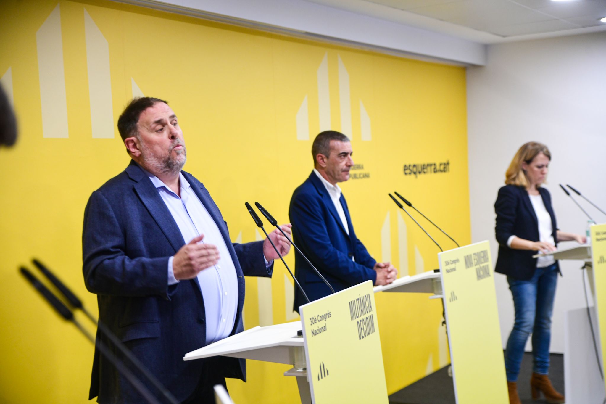 Oriol Junqueras, Xavier Godàs i Helena Solà, aquest dimarts.