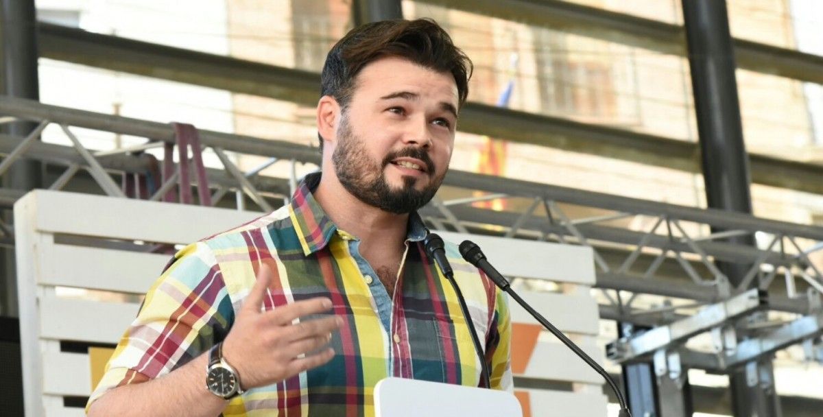 Gabriel Rufián durant el míting d'ERC