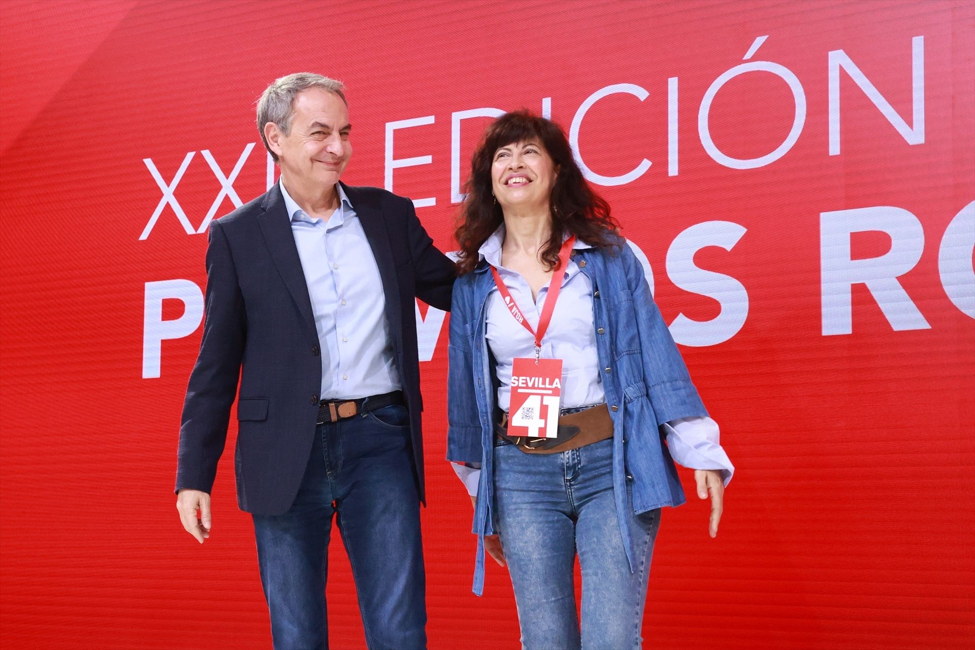 Zapatero amb la ministra d'Igualtat, Ana Redondo, aquest divendres al congrés del PSOE