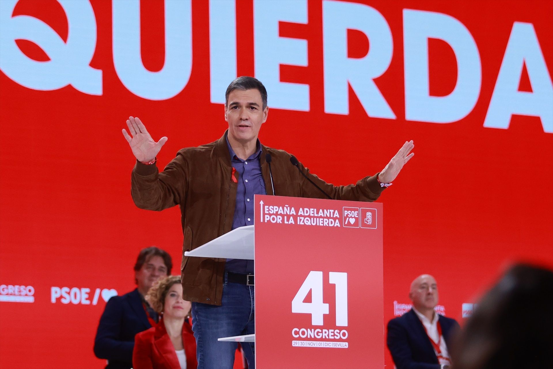 Pedro Sánchez, durant el discurs al congrés del PSOE de Sevilla