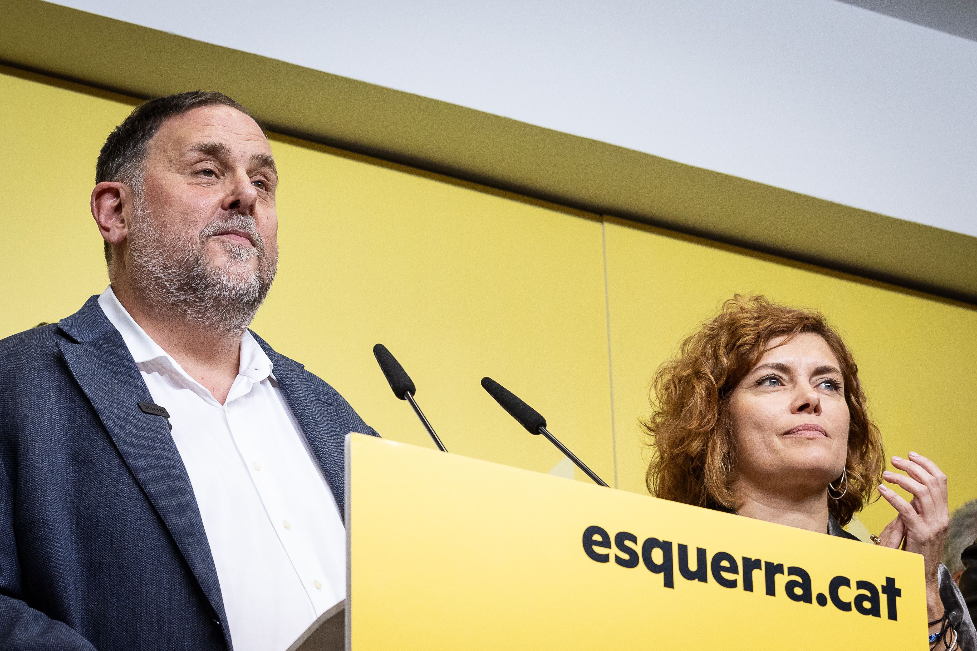 Oriol Junqueras i Elisenda Alamany, a la seu d'ERC