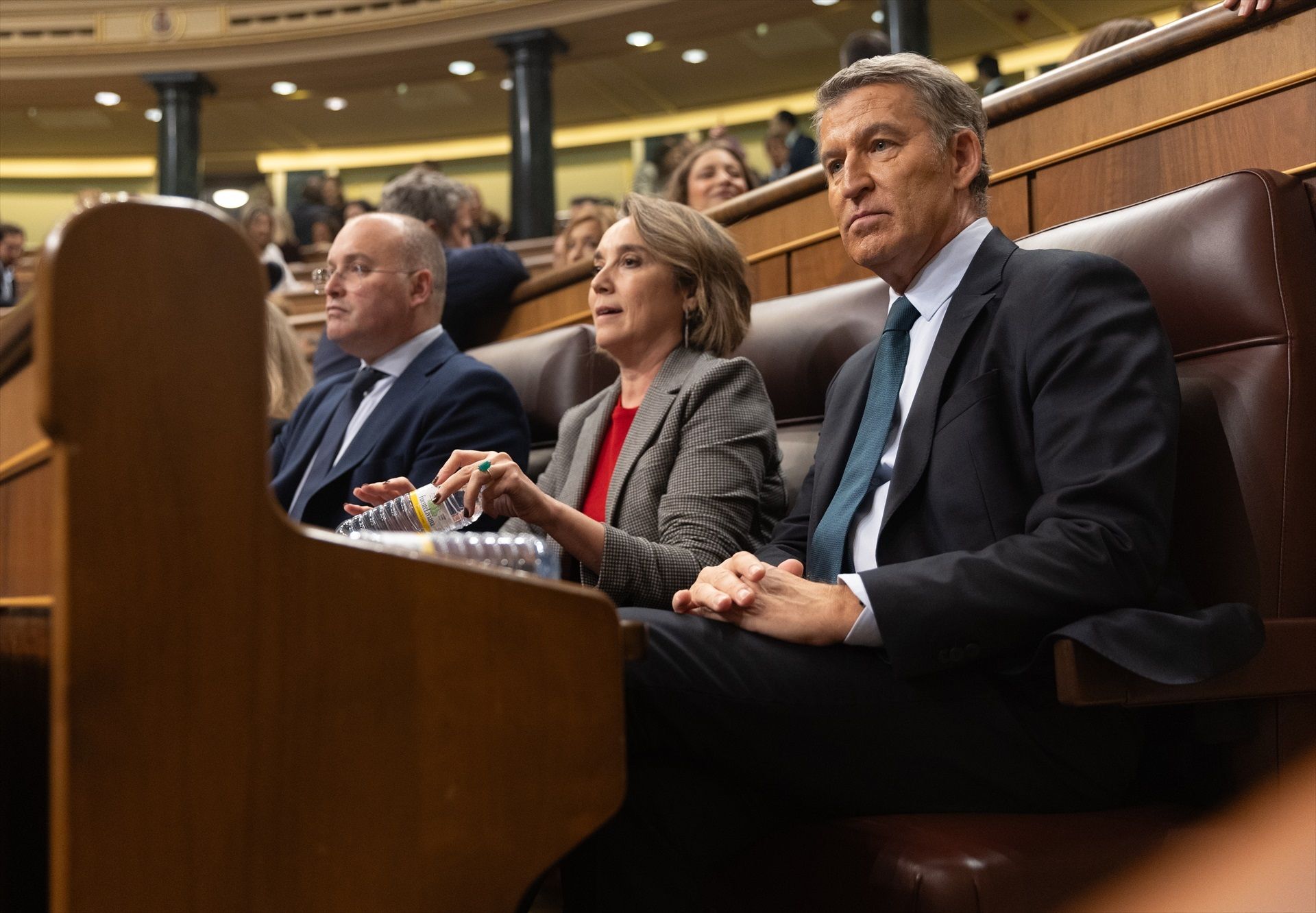 Alberto Núñez Feijóo, líder del PP, amb Cuca Gamarra al Congrés dels Diputats.