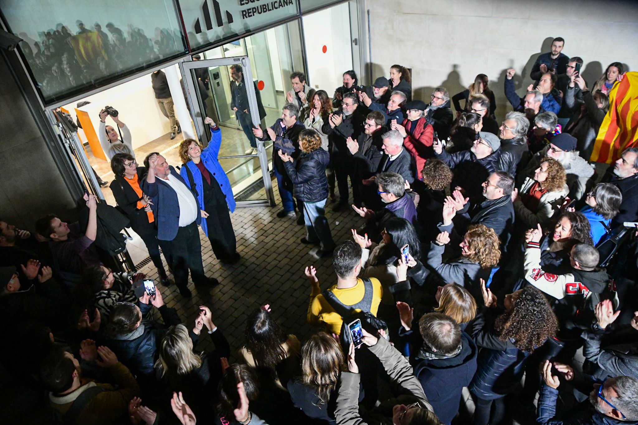 Oriol Junqueras i Elisenda Alamany, celebrant la victòria