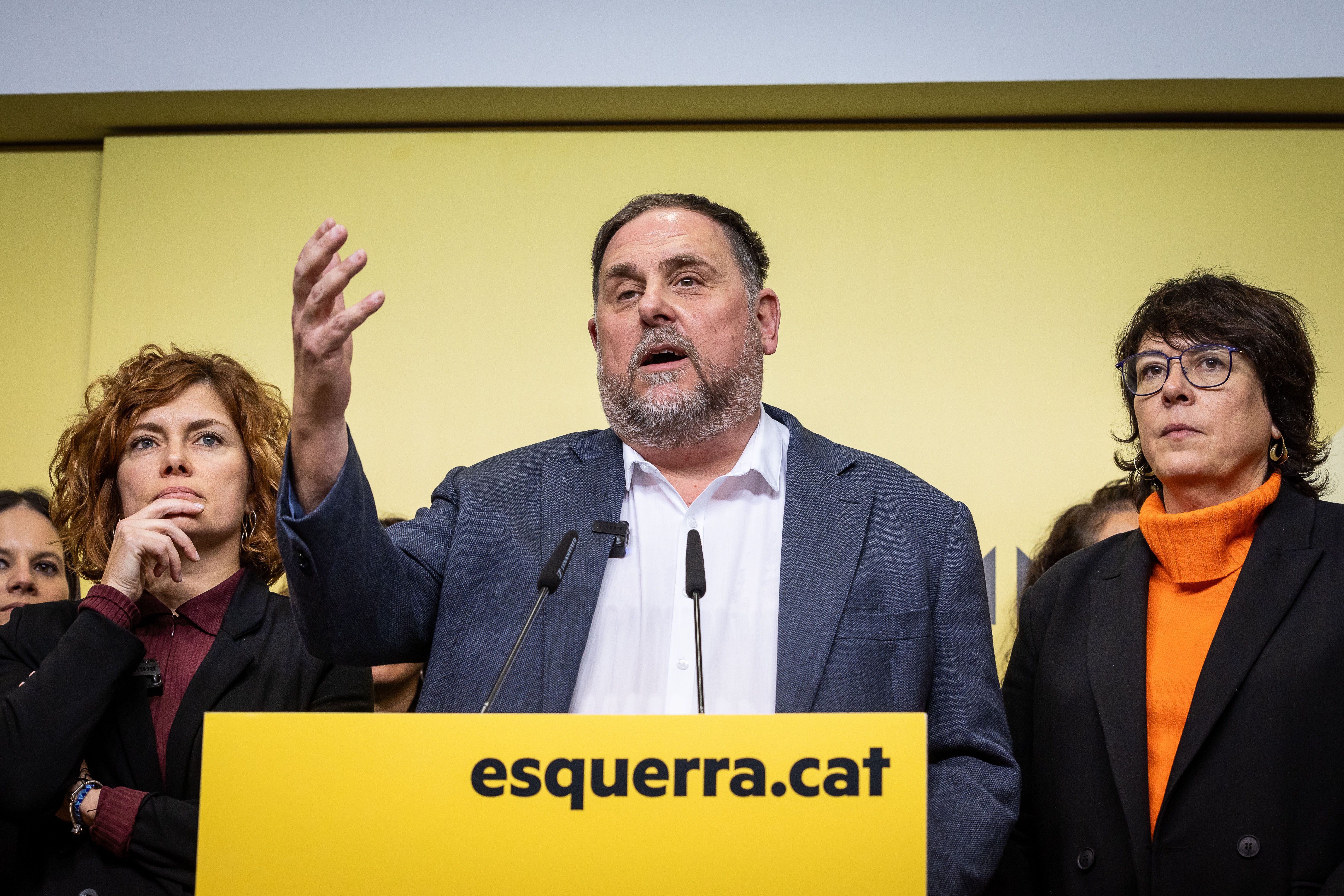 Oriol Junqueras, durant la roda de premsa