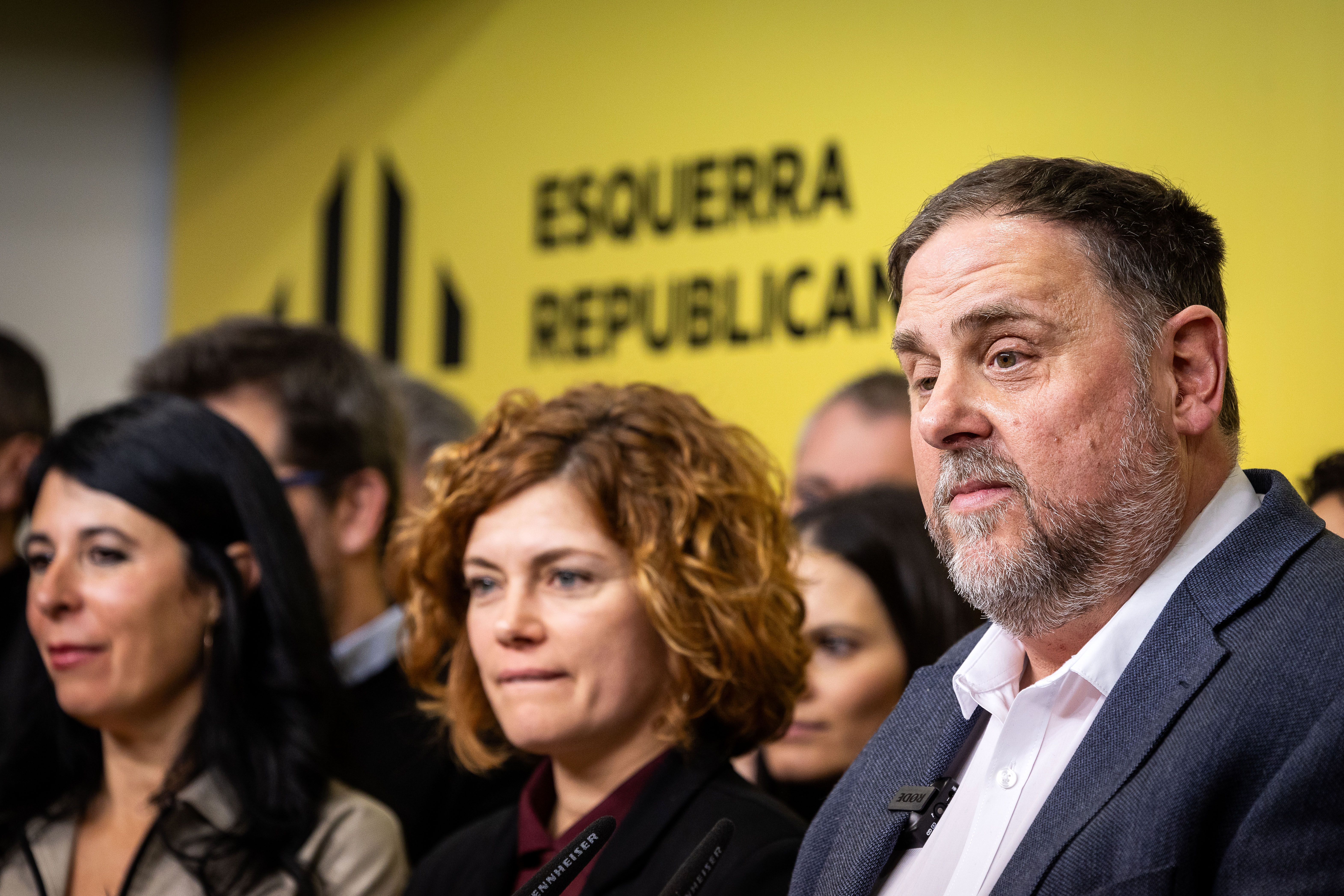 Oriol Junqueras, acompanyat dels membres de la nova direcció.