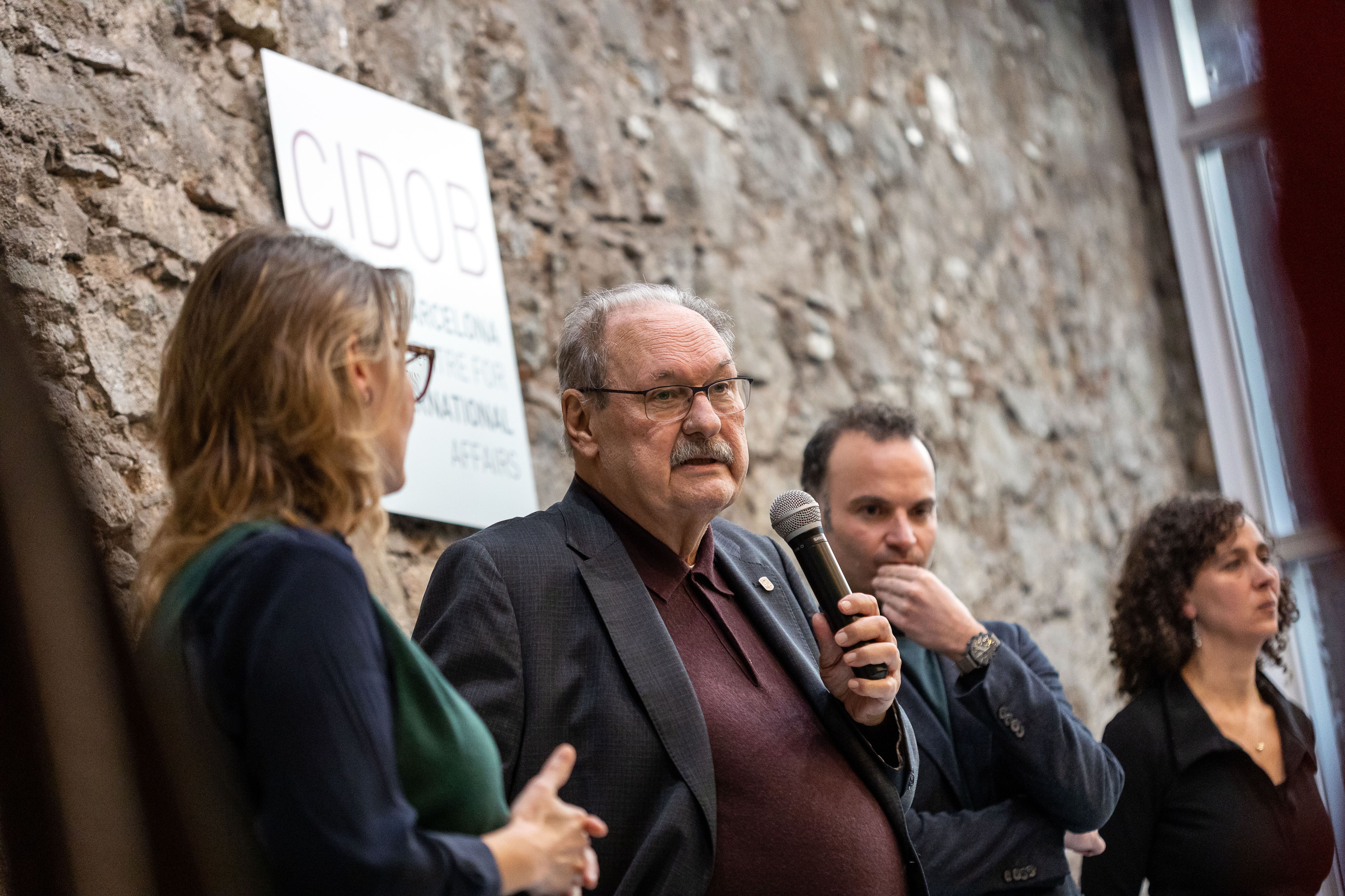 Antoni Segura, aquest dimarts, amb Meritxell Serret, Pol Morillas i Blanca Garcés.