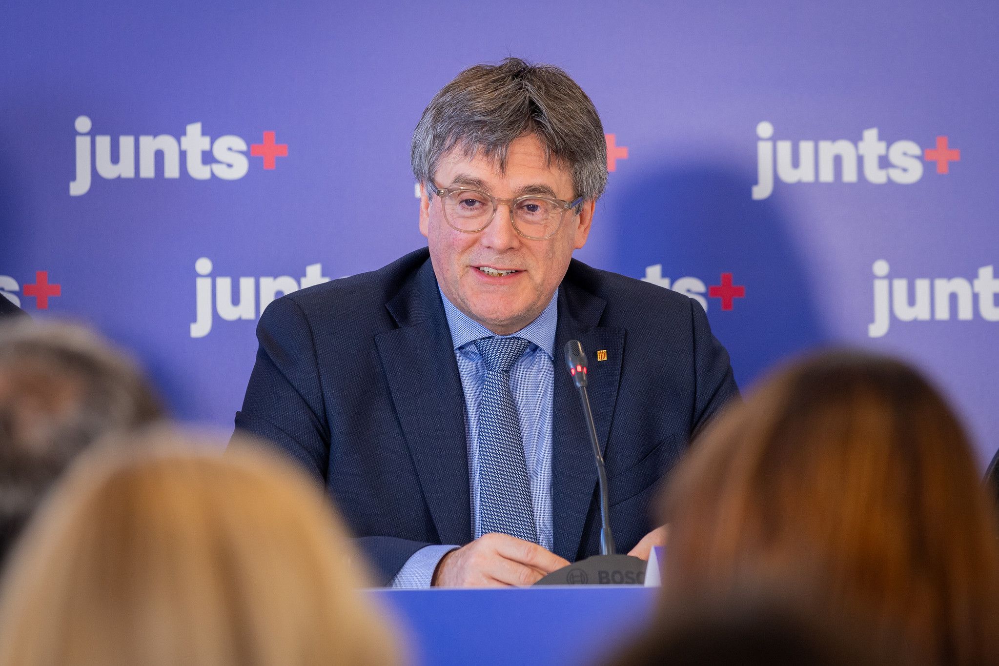 Carles Puigdemont, en una jornada de treball de Junts a Waterloo.