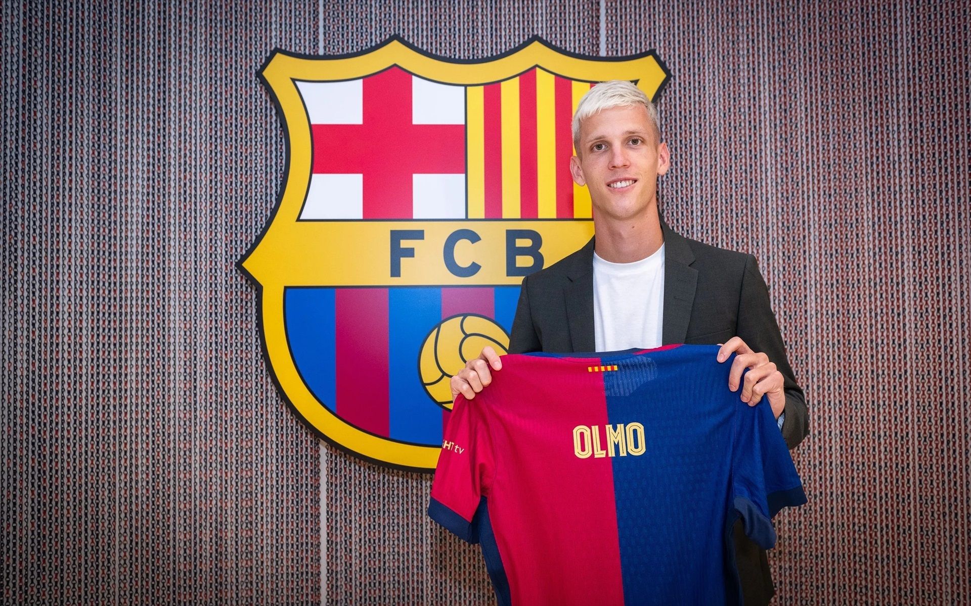 Dani Olmo, en la presentació com a jugador del Barça. 