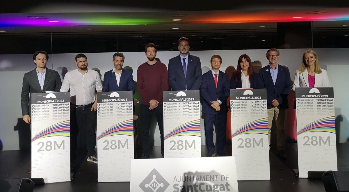 Imatge dels candidats durant el debat decisiu de CugatMèdia i el TOT