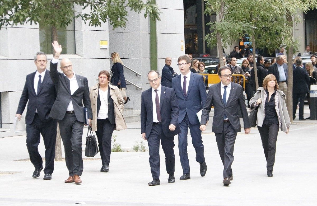 Els consellers del Govern, aquest matí a l'arribada a l'Audiència Nacional espanyola