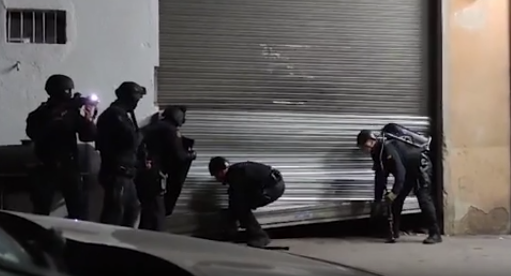 Agents dels Mossos entrant en una plantació de marihuana de Ripollet. 