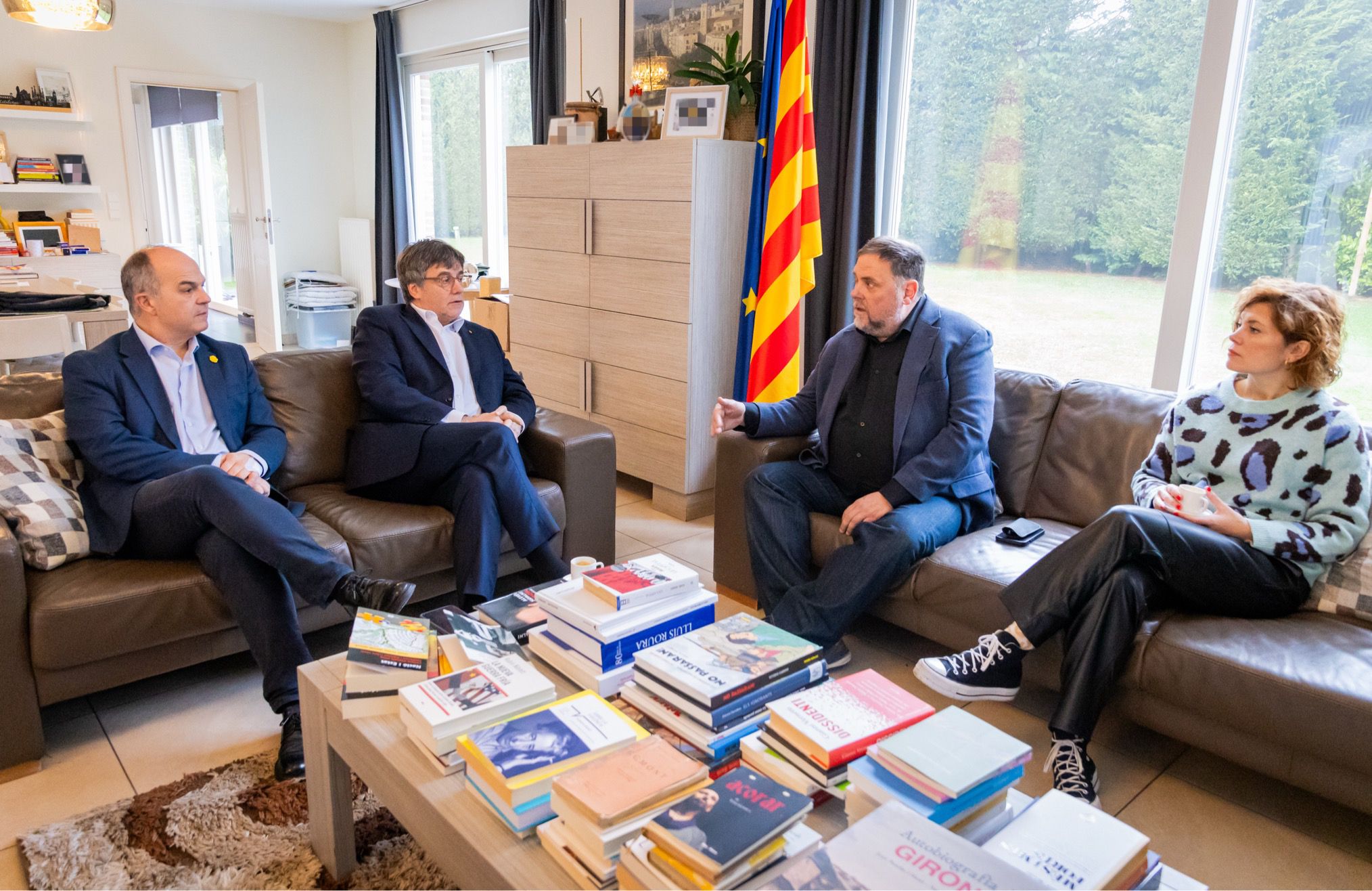 Carles Puigdemont, Oriol Junqueras, Jordi Turull i Elisenda Alamany, aquest dijous a Waterloo.