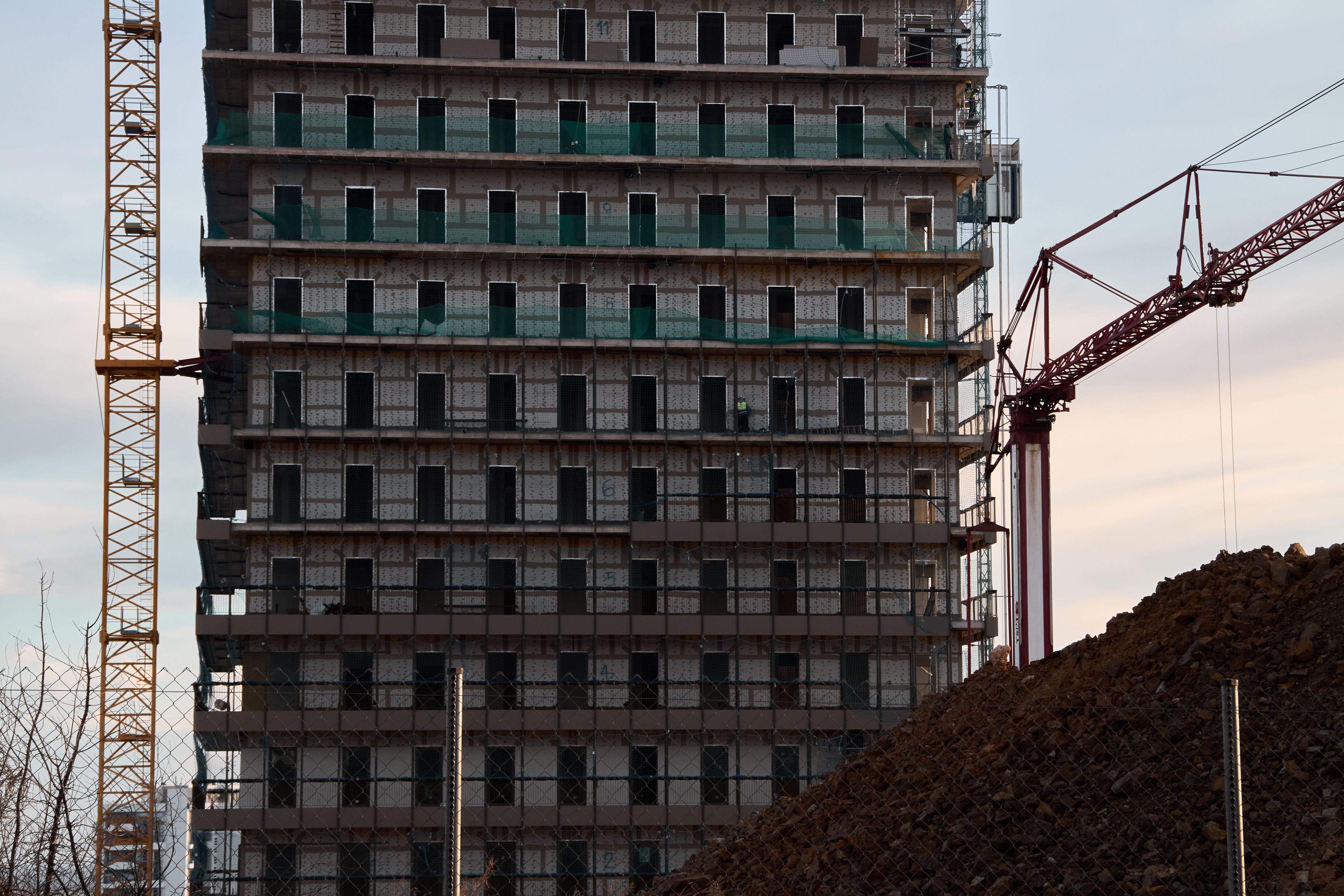 La construcció d'un edifici a Barcelona