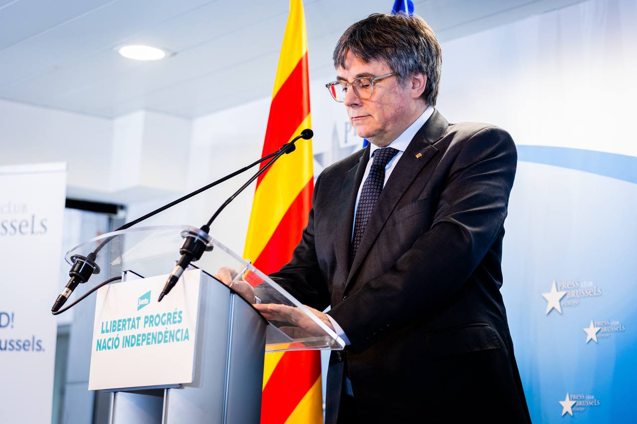 Carles Puigdemont, aquest divendres en roda de premsa a Brussel·les.