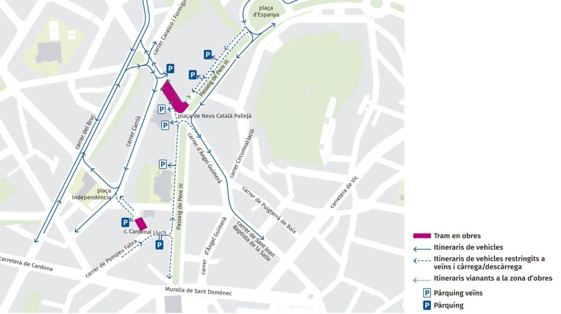 Mapa d'afectacions a la mobilitat durant la primera fase