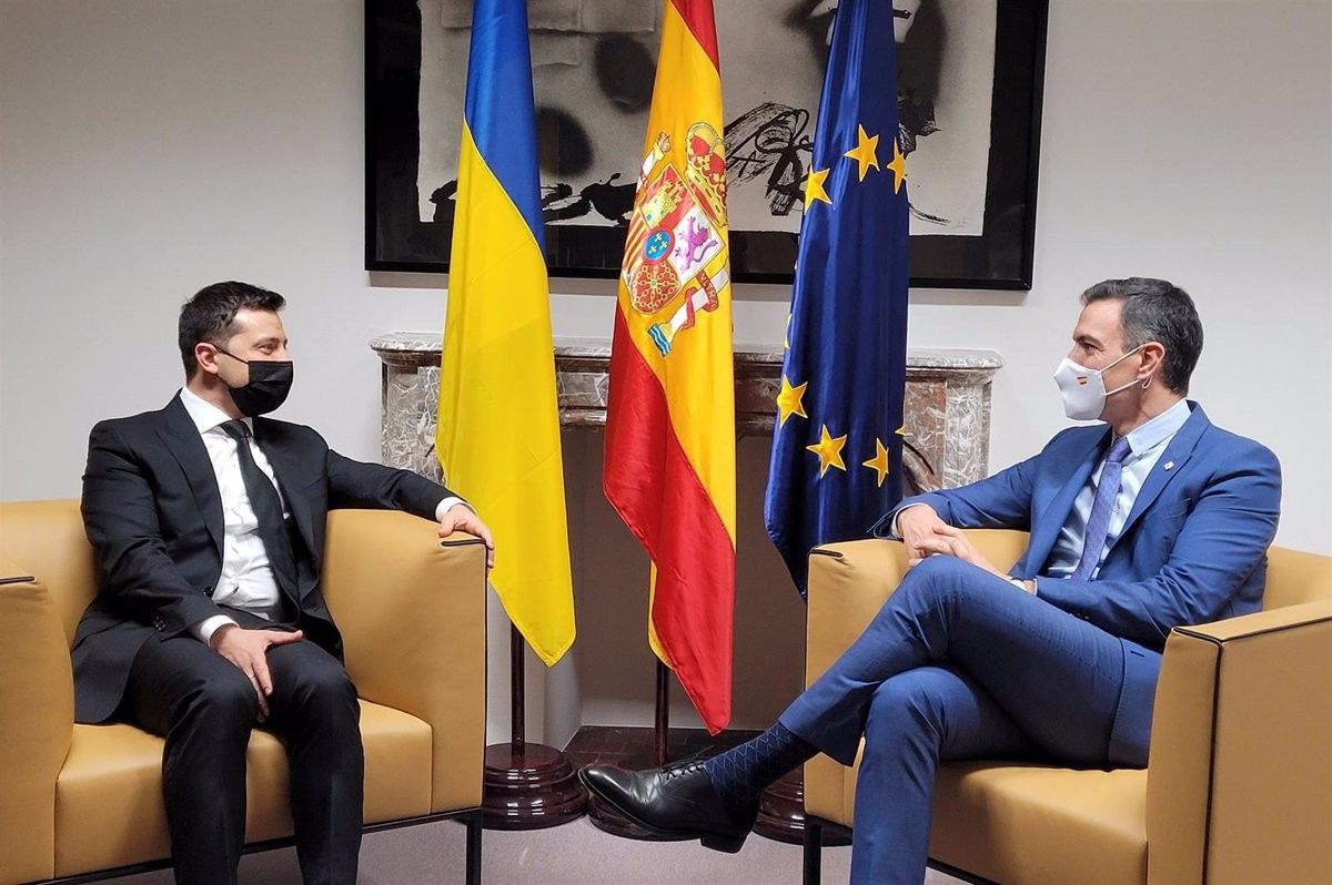 Volodimir Zelenski i Pedro Sánchez, en una trobada a finals de 2021