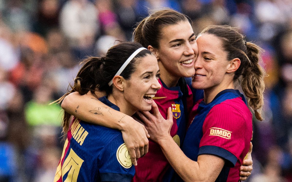 Les jugadores del Barça celebren un gol a la final de la Supercopa d'Espanya