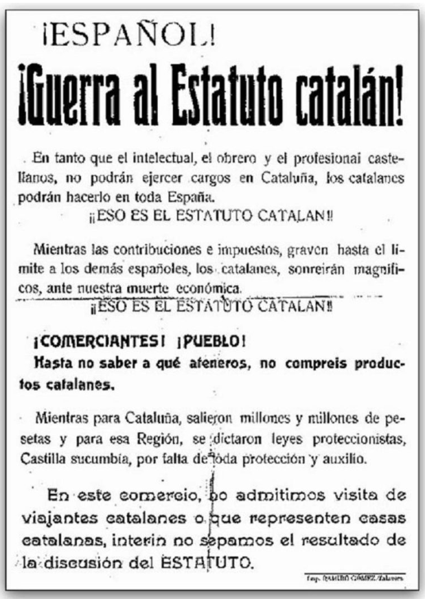 Mostra d’una de les diverses campanyes contra l’Estatut i la crida al boicot als productes catalans, feta a Espanya.