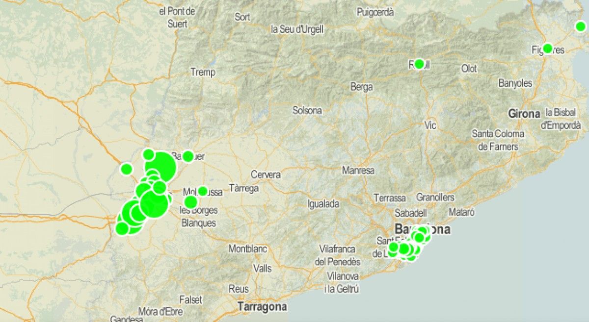 Imatge del mapa de brots de Catalunya