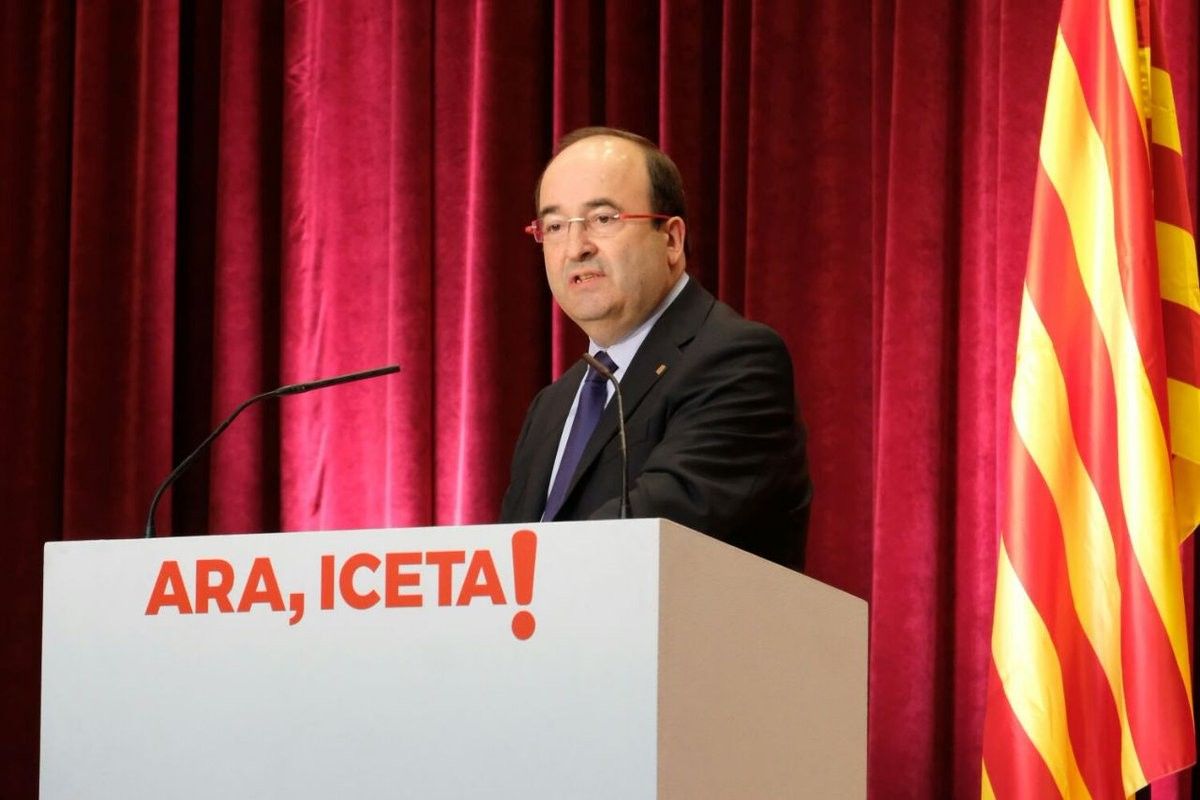 Miquel Iceta, en la conferència d'aquest dijous.