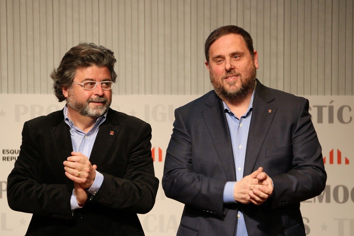 Antoni Castellà i Oriol Junqueras, en un acte al mes de febrer