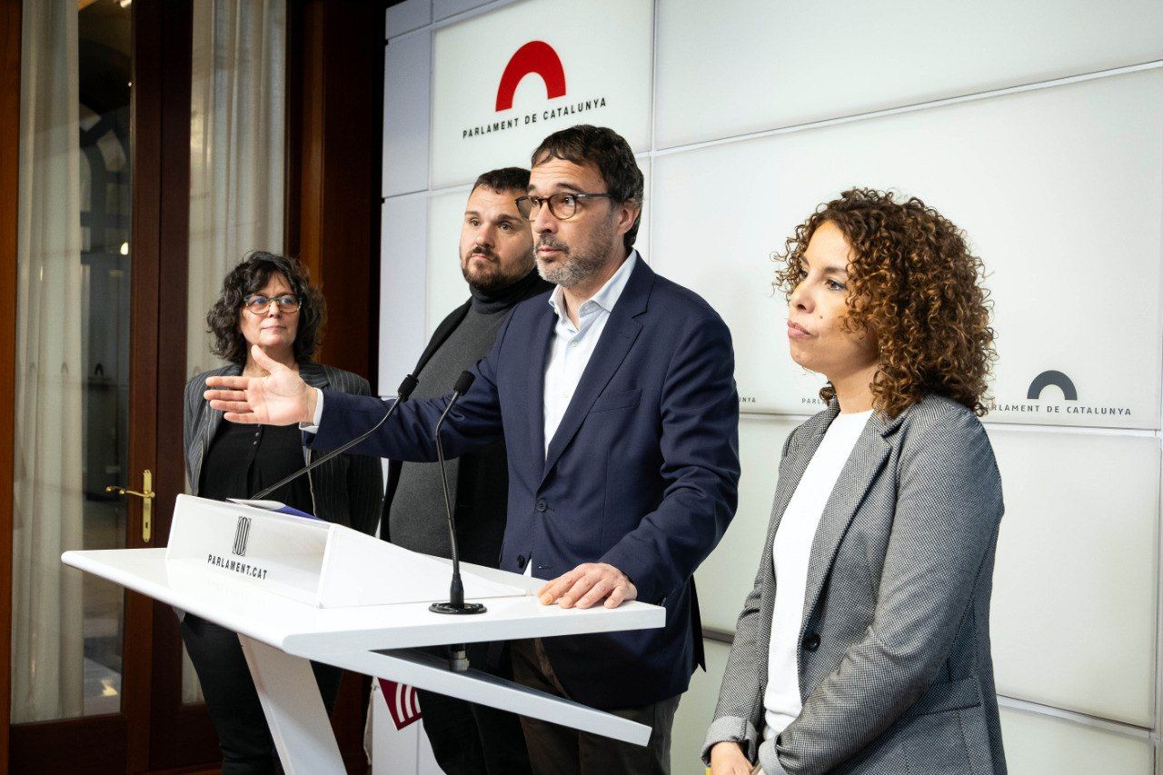 Representants de Junts, ERC, comuns i CUP, aquest dijous al Parlament.