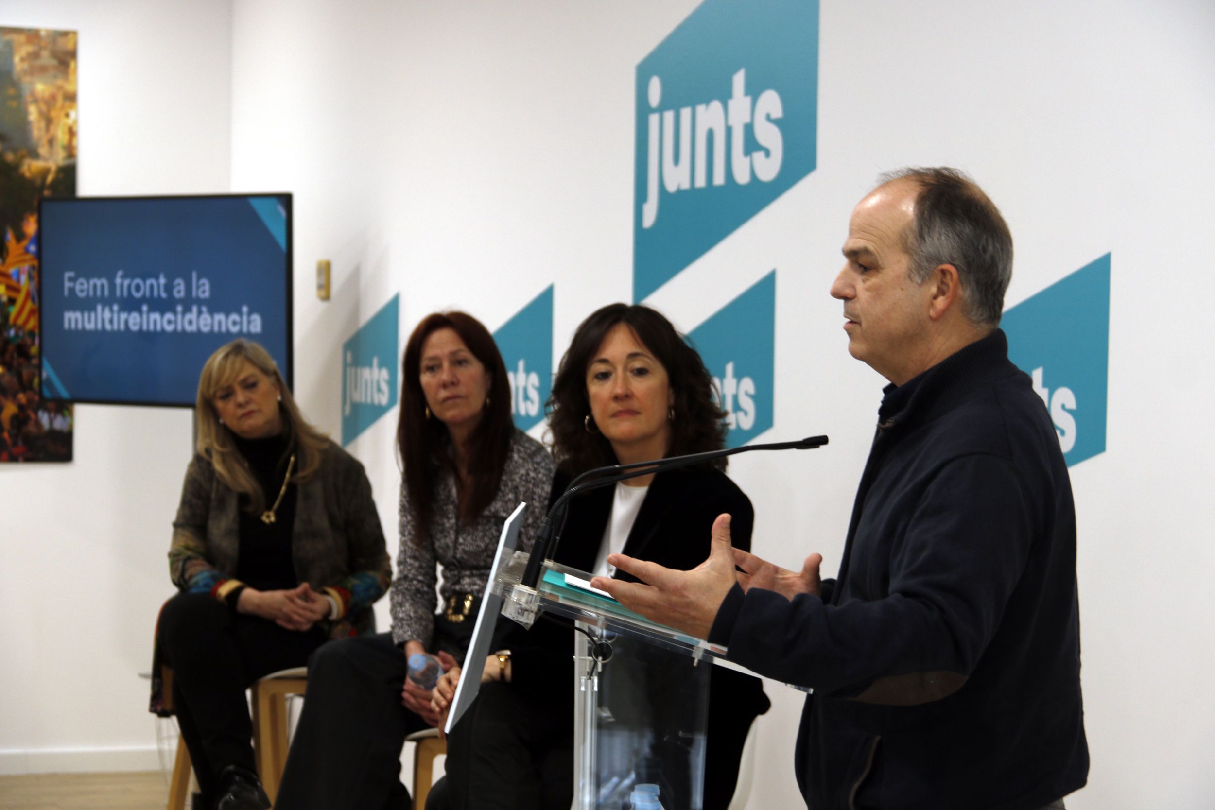 Jordi Turull, Marta Madrenas, Anna Feliu i Violant Cervera, de Junts, aquest dissabte a Lleida