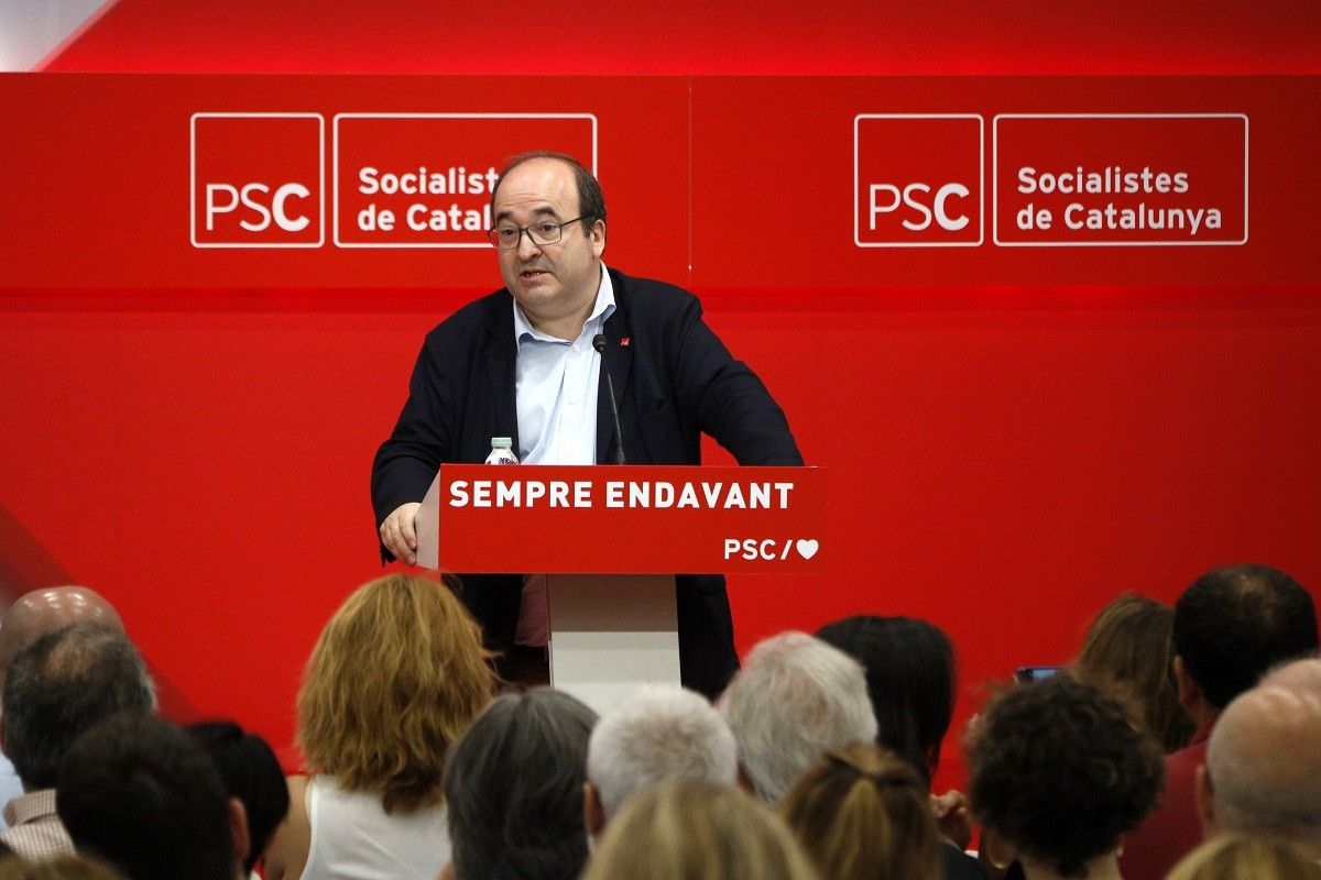 El primer secretari del PSC, Miquel Iceta, durant el consell nacional del PSC