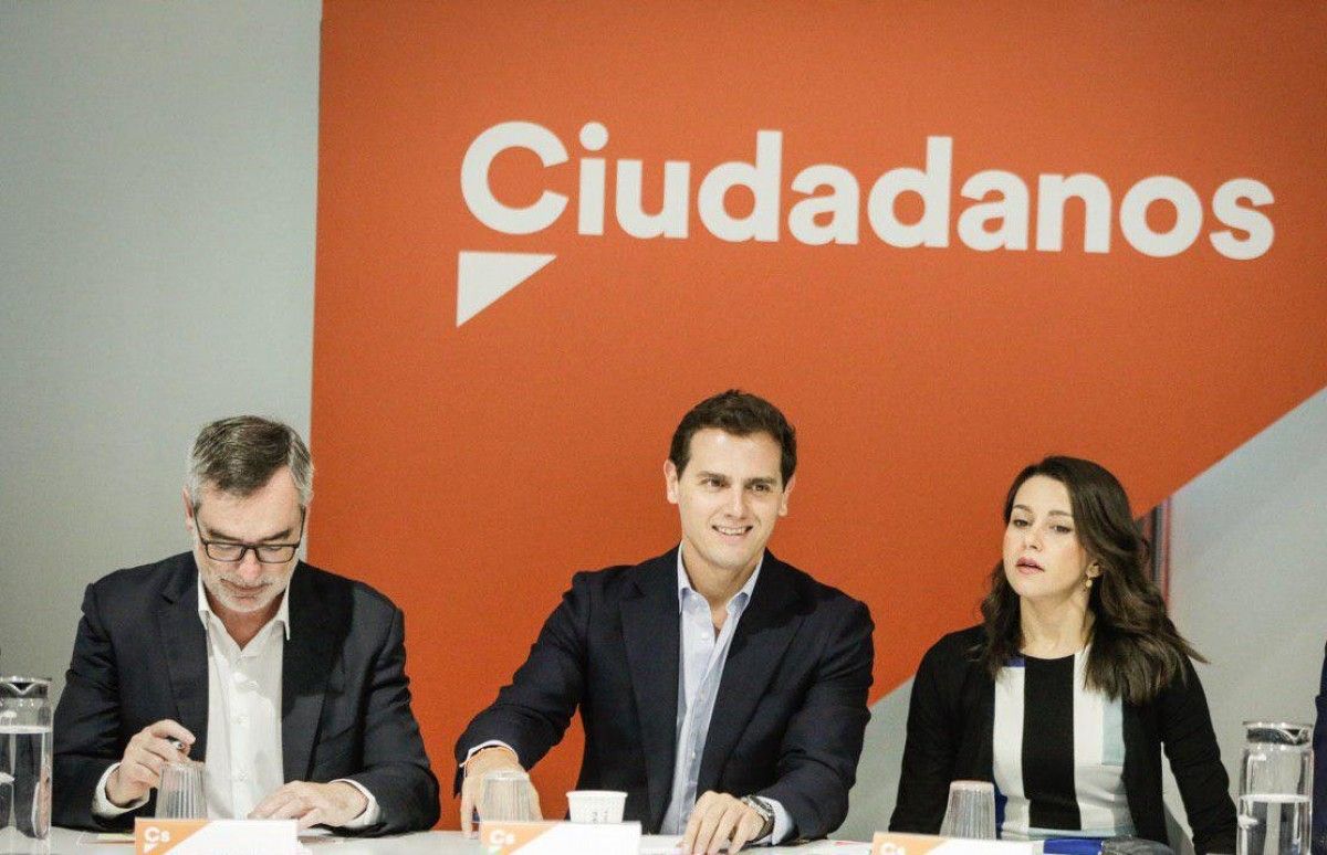 Villegas, Rivera i Arrimadas en una reunió recent de l'executiva de Ciutadans.
