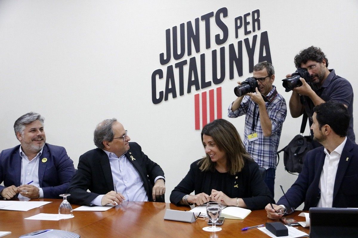 Quim Torra, durant la reunió de coordinació de Junts per Catalunya