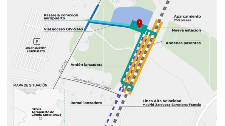 Ubicació de les instal·lacions del baixador de l'Aeroport de Girona