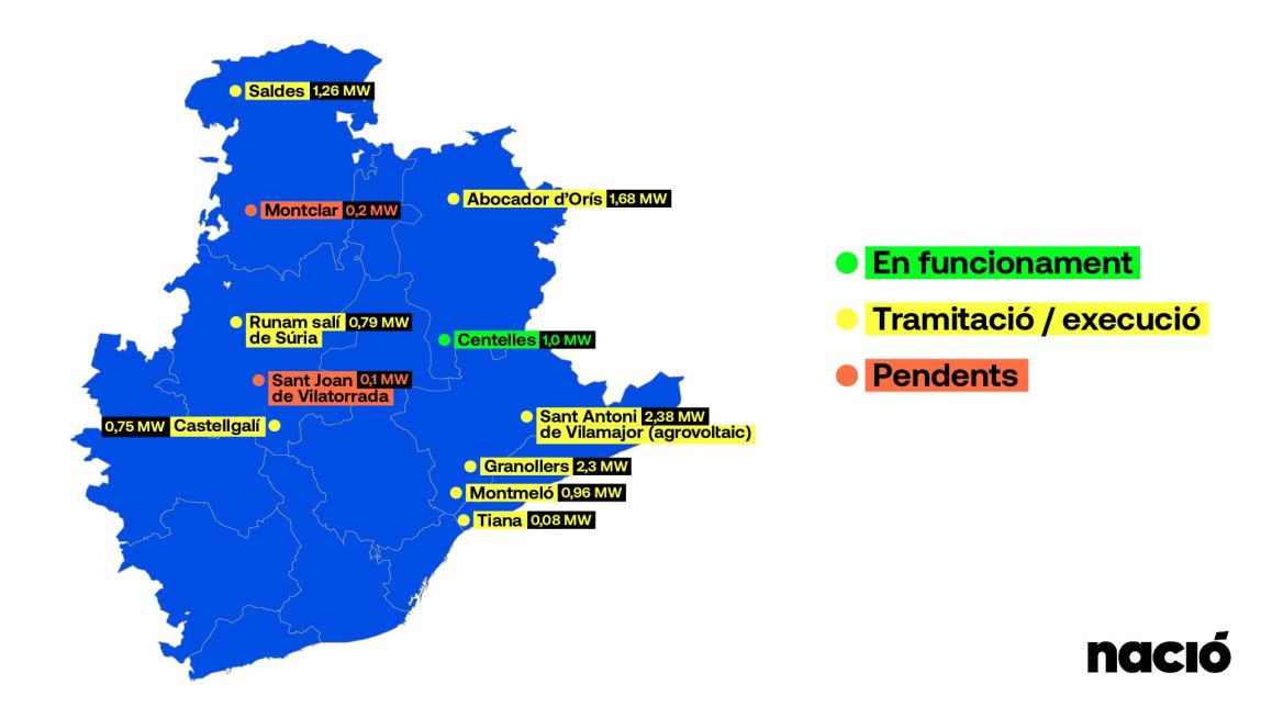 Mapa de parcs solars municipals a la demarcació de Barcelona