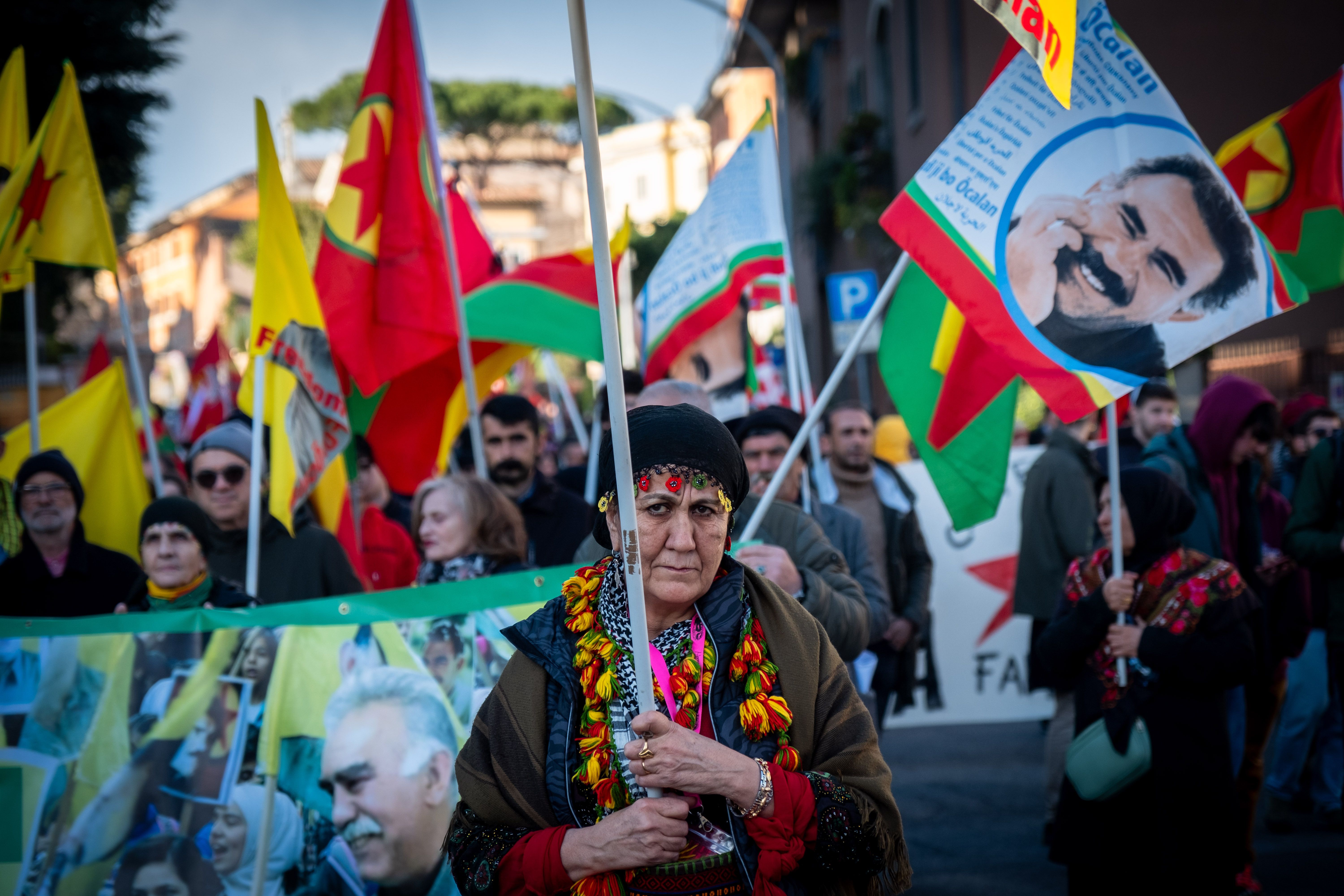 Una manifestació a Roma per a l'alliberament del líder kurd Abdullah Öcalan