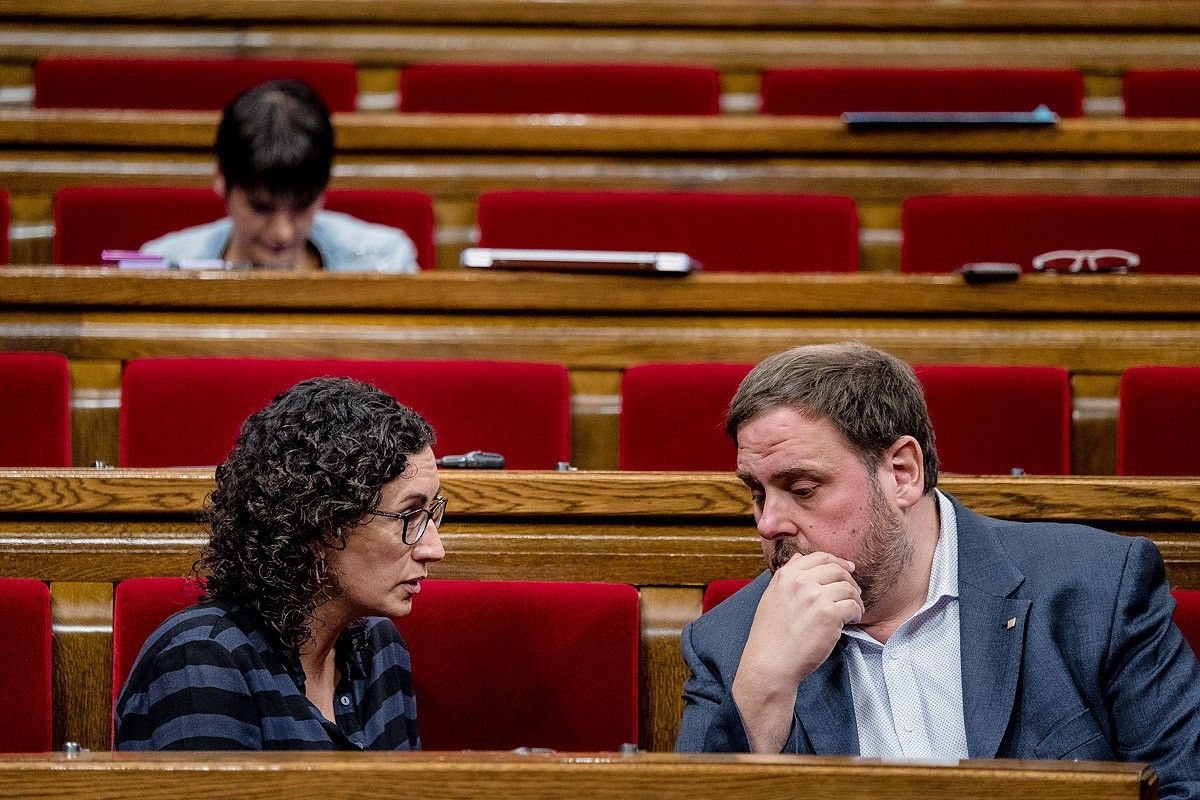 Marta Rovira i Oriol Junqueras, en una imatge d'arxiu al Parlament