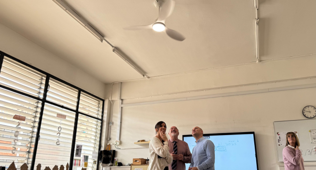 Un ventilador en un institut de Sabadell.