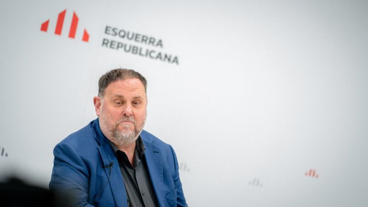 Oriol Junqueras, president d'ERC, a la seu del partit