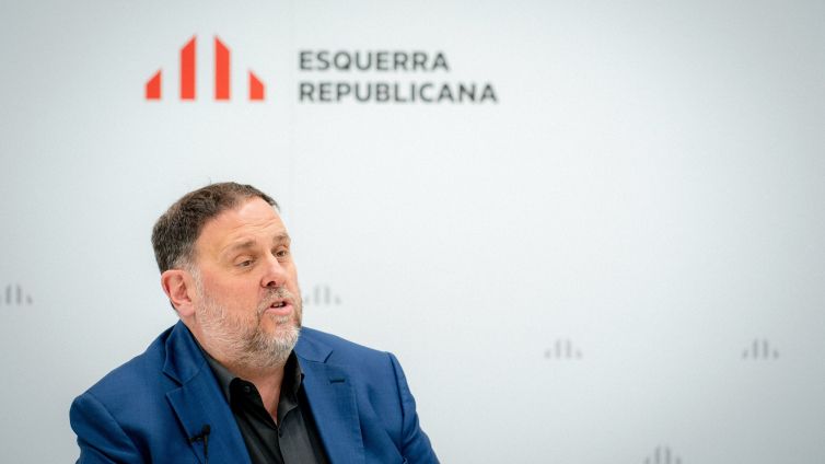 Oriol Junqueras, president d'ERC, a la seu del partit