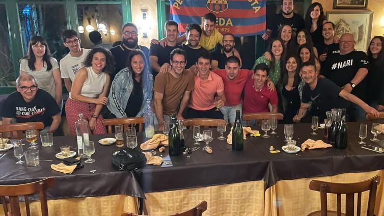 Membres de la Penya Barcelonista de Breda a la Fonda Santa Anna -Penya Barcelonista de Breda