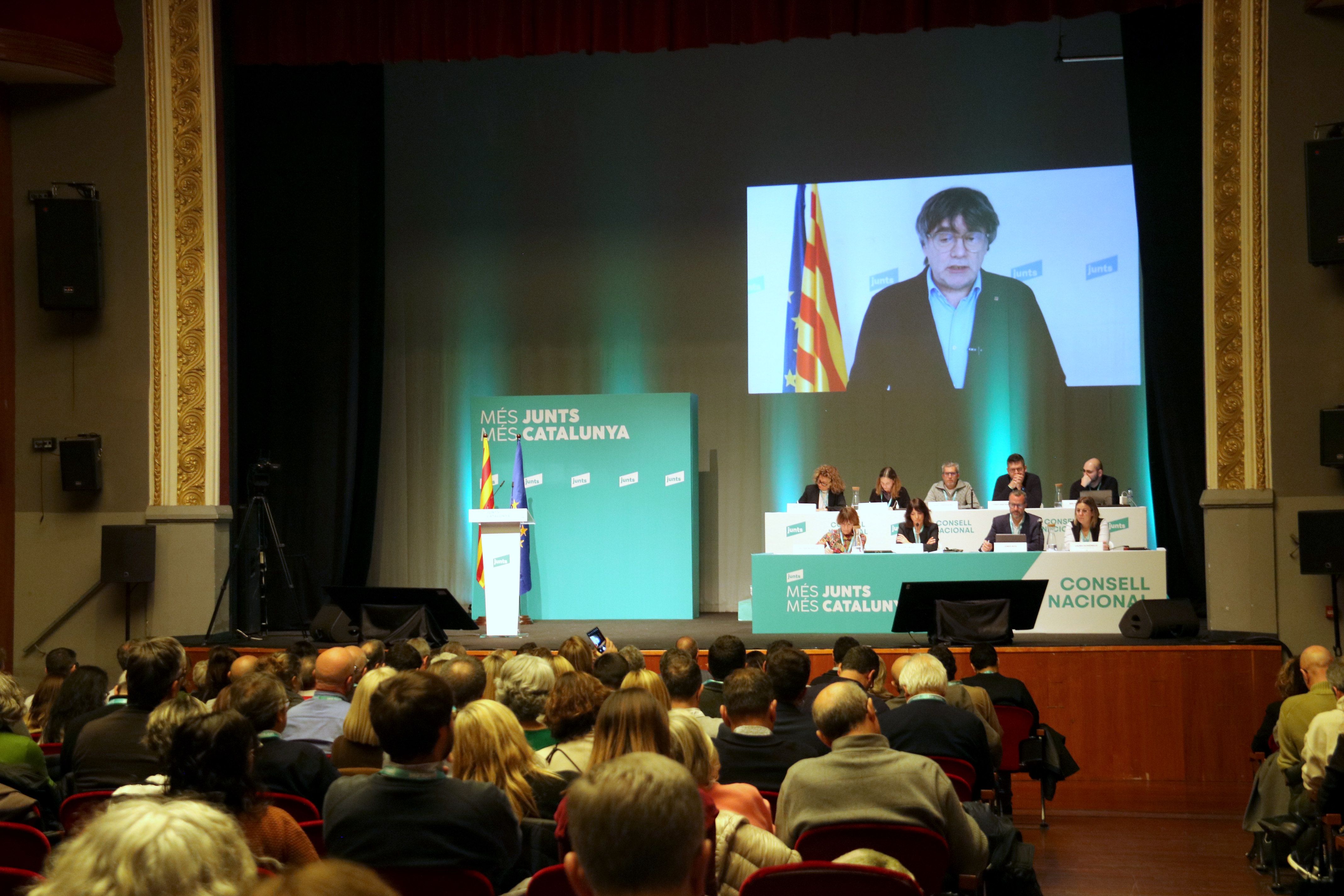 Carles Puigdemont, en el consell nacional de Junts.