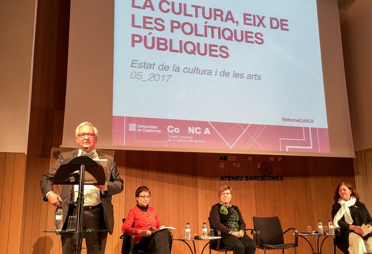 Carles Duarte, president del CoNCA, durant la presentació de l'Informe anual sobre l'estat de la Cultura