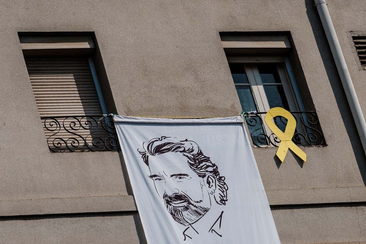 Pancarta amb el retrat de Jordi Cuixart