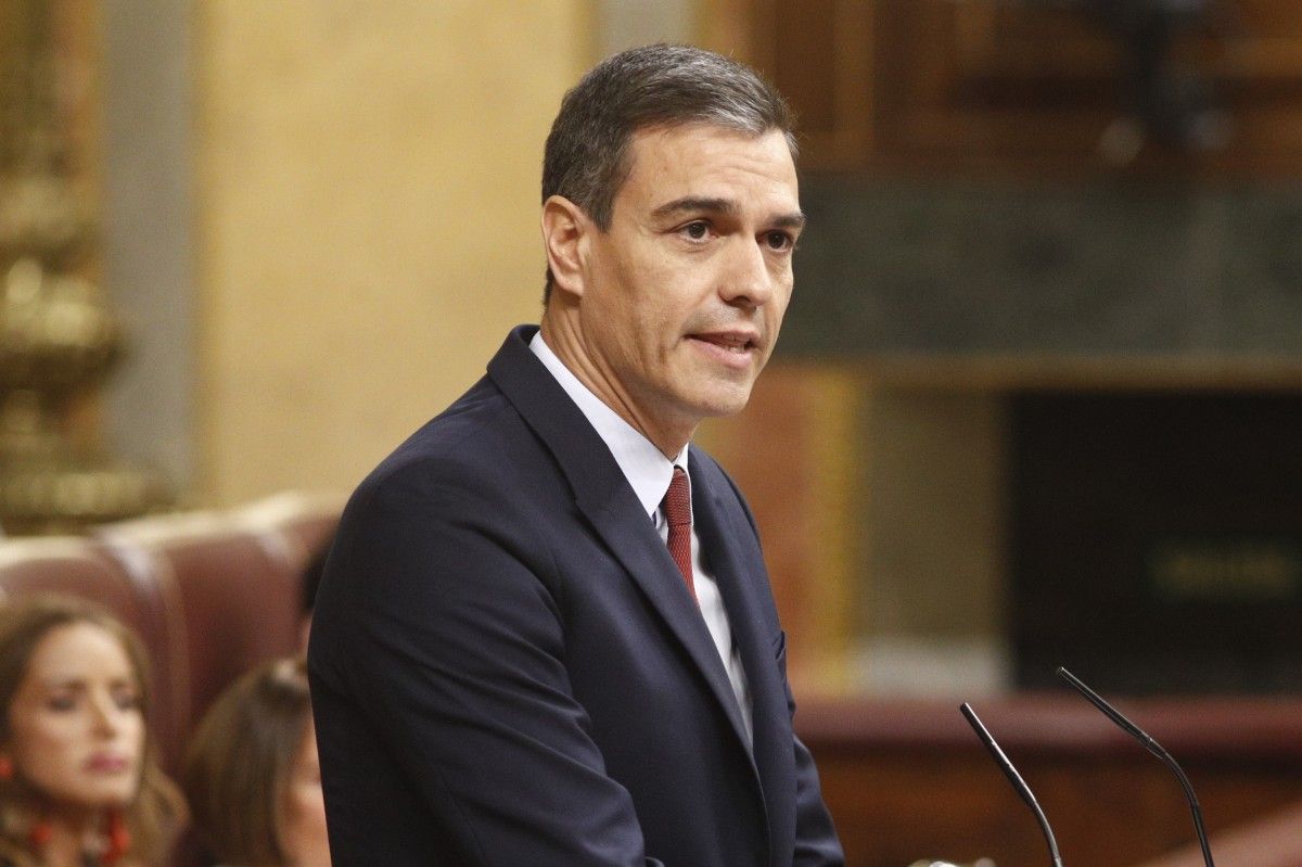 Pedro Sánchez durant el discurs d'investidura aquest dilluns al Congrés