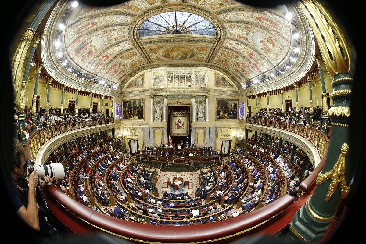 Hemicicle del Congrés durant el debat d'nvestidura de Pedro Sánchez