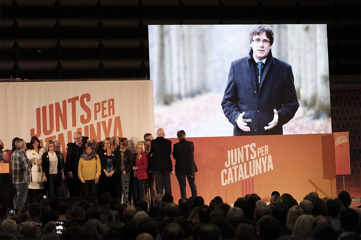 Carles Puigdemont, en l'arrencada de campanya de Junts per Catalunya
