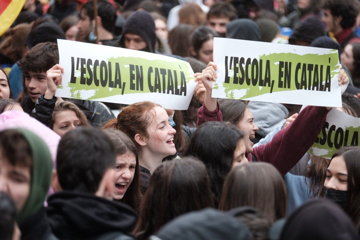 Manifestació en defensa de la immersió lingüística, en una imatge d'arxiu