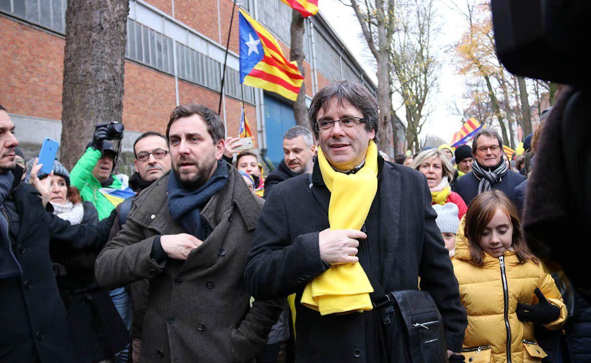 Carles Puigdemont i Toni Comín, aquest dijous a Brussel·les.