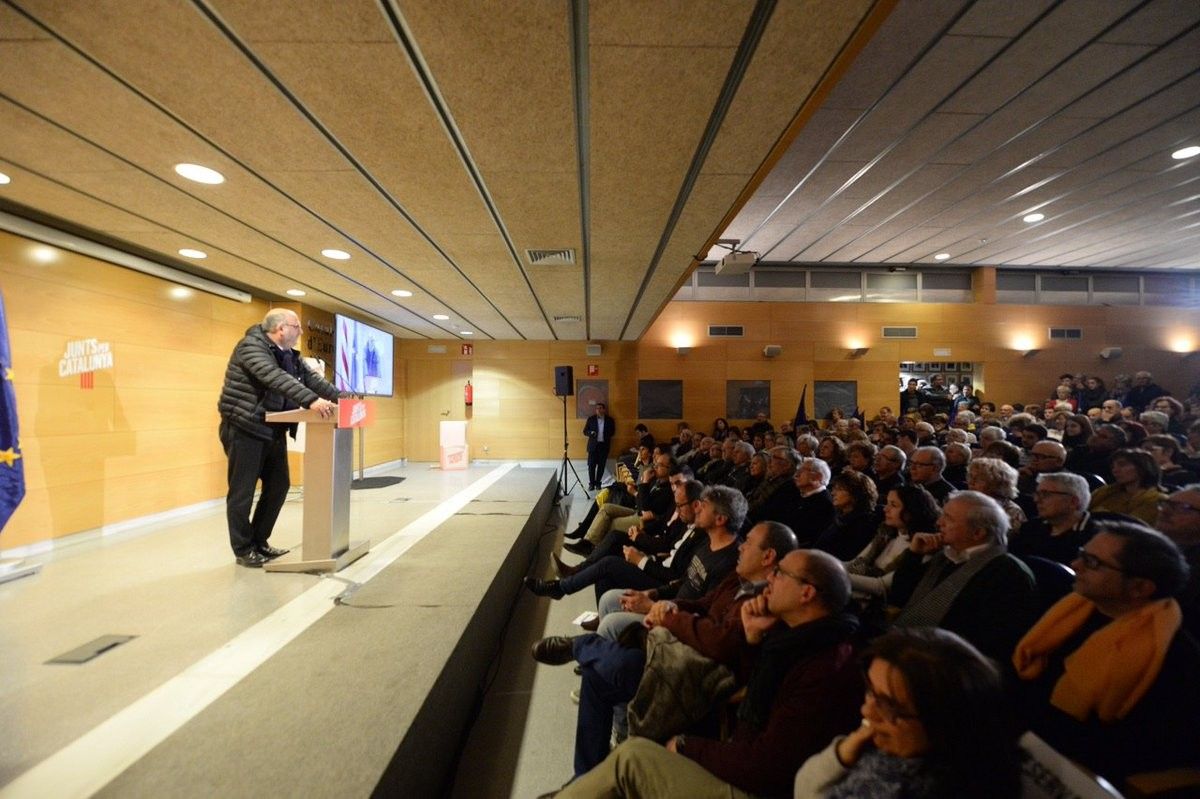 Eduard Pujol, portaveu de Junts per Catalunya, durant el míting a Berga
