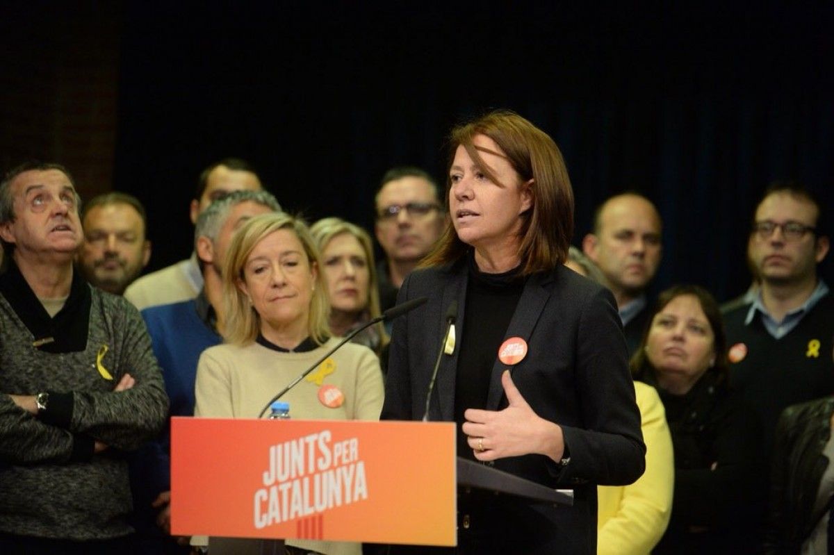 Marta Madrenas, alcaldessa de Girona, en un acte de campanya