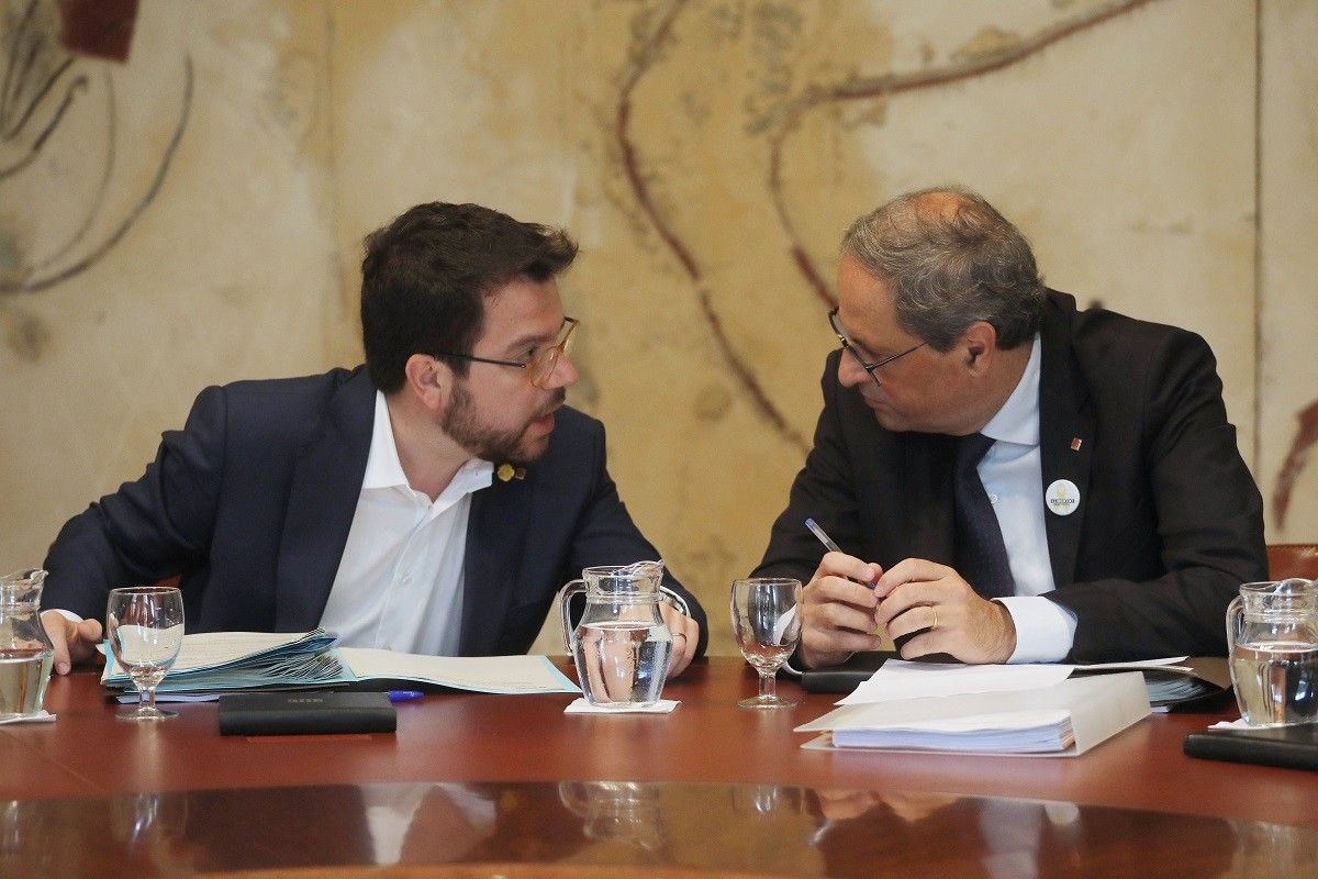 Quim Torra i Pere Aragonès, aquest dimarts durant la reunió del Govern
